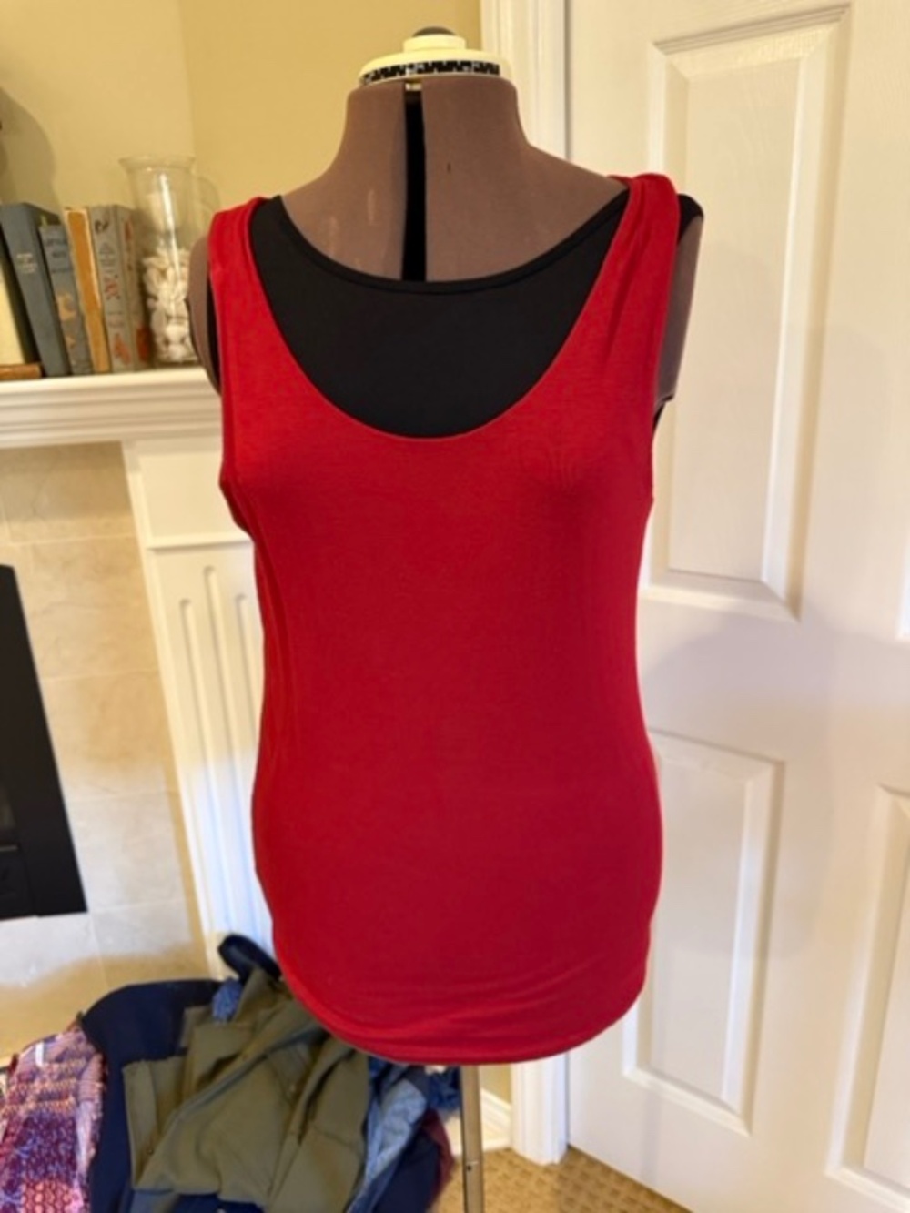 Ann Taylor Factory Red Scoop Neck Tank Top Size L